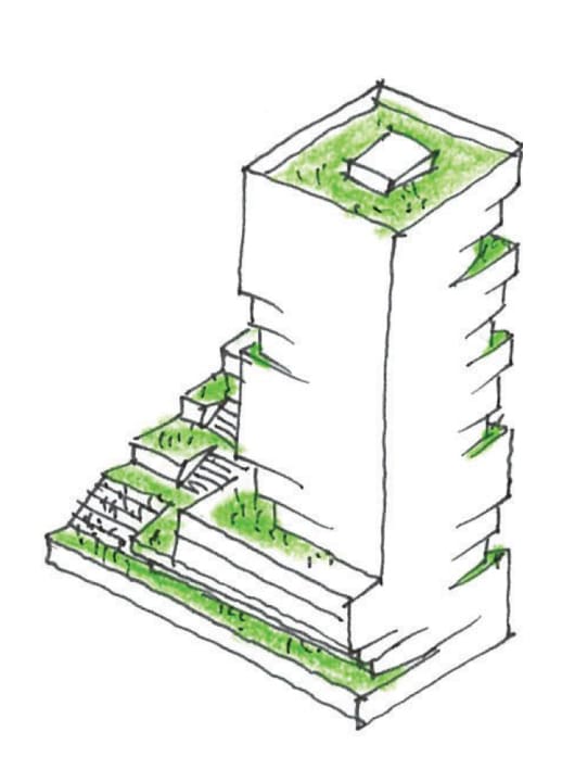 artist sketch of apartment block